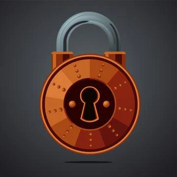 Cartoon vector lock. Vintage vector icon. Fantasy assets. Game design concept Stock Illustration