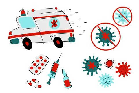 Cartoon vector medical set Illustrazione stock