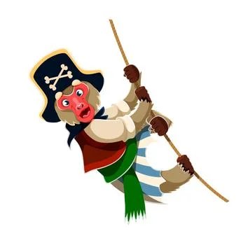 Cartoon vector monkey animal pirate character 스톡 일러스트