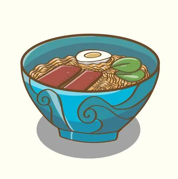 Cartoon vector noodles soup isolated Stock Illustration