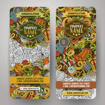 Cartoon vector picnic doodle vertical banners Ilustração Stock