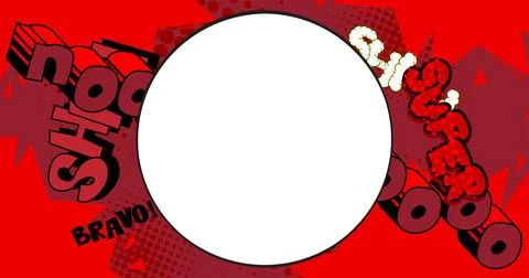 Cartoon vector pop art comics background. Blank Circle shape on Comic Book .. Stock Illustration