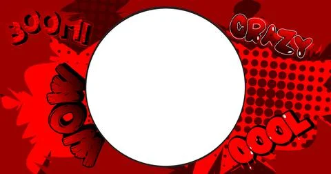 Cartoon vector pop art comics background. Blank Circle shape on Comic Book .. Stock Illustration