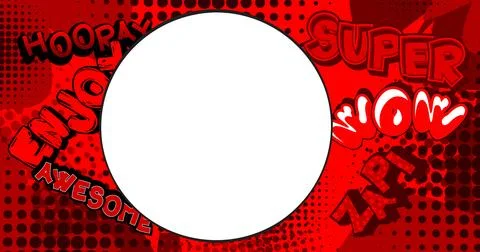 Cartoon vector pop art comics background. Blank Circle shape on Comic Book .. Illustrazione stock