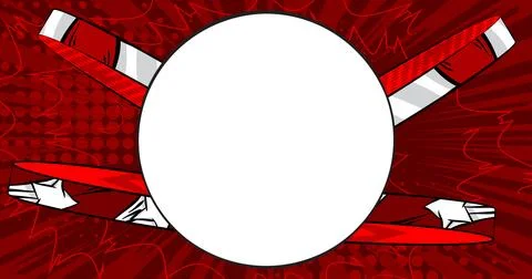 Cartoon vector pop art comics background. Blank Circle shape on Comic Book .. Stock Illustration