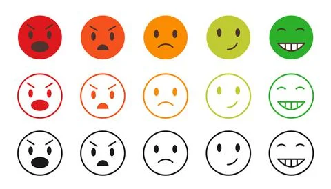 Cartoon vector scale emoji set isolated on white Stock Illustration