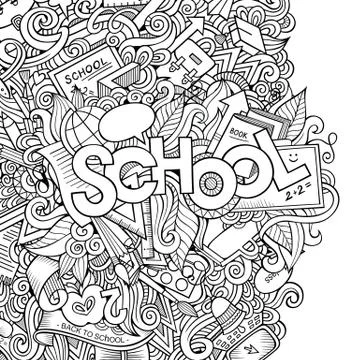 Cartoon vector school sketch background イラスト素材