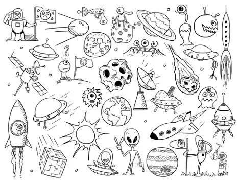 Cartoon Vector Set of Alien Space Elements Stock Illustration