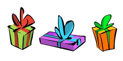 Cartoon Vector Set Of Different Gift Boxes Isolated On White Background 스톡 일러스트