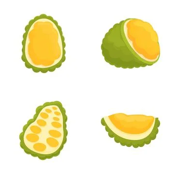Cartoon vector set of sliced jackfruit pieces イラスト素材
