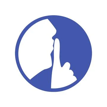 Cartoon Vector Silhouette of Man Making Silence Gesture – Profile View Stock Illustration