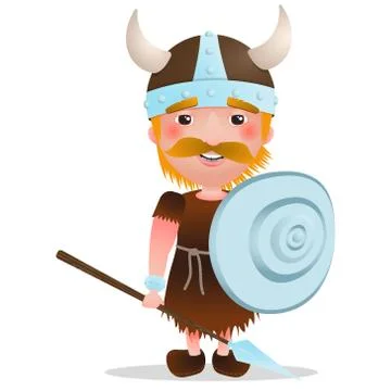Cartoon vector Viking warrior with red hair Stock Illustration
