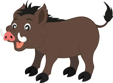 Cartoon Vector Wild Pig Stock Illustration
