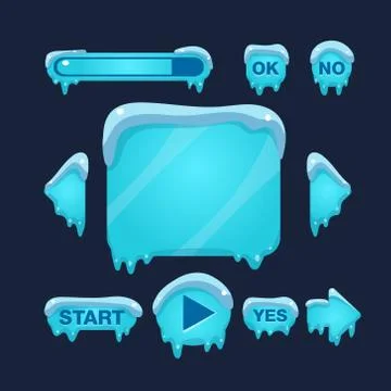 Cartoon Vector Winter Game User Interface Stock Illustration