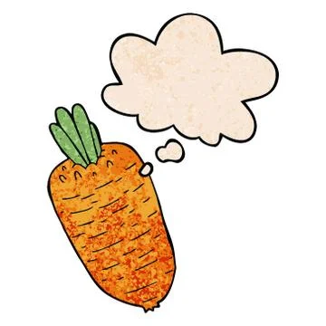 Cartoon vegetable and thought bubble in grunge texture pattern style 스톡 일러스트