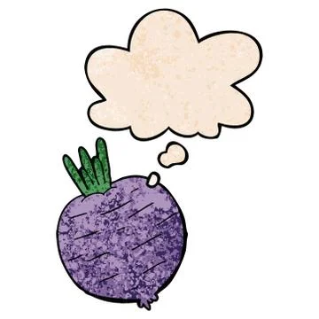 Cartoon vegetable and thought bubble in grunge texture pattern style Stock Illustration