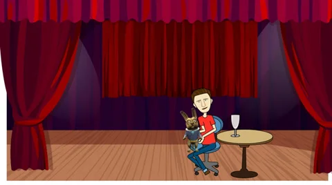 Cartoon Ventriloquist on Stage Video stock 33846880