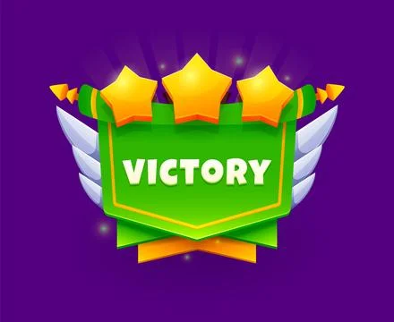 Cartoon victory game interface icon with stars Stock Illustration