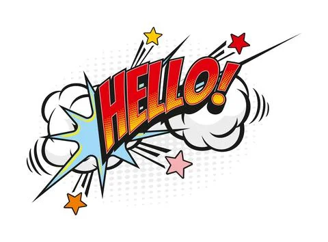 Cartoon vintage hello comic speech bubble Stockillustratie