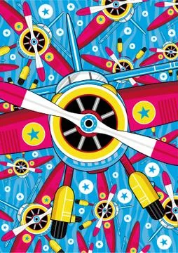 Cartoon Vintage Plane Pattern Stock Illustration