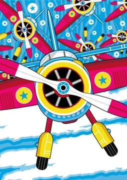Cartoon Vintage Plane Pattern Stock Illustration