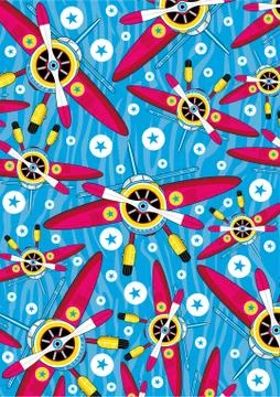 Cartoon Vintage Plane Pattern Illustrazione stock