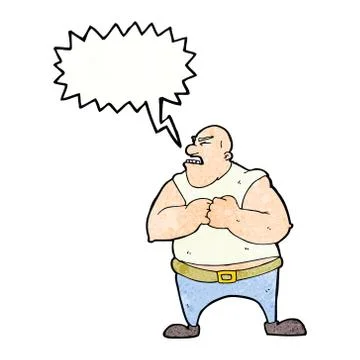 Cartoon violent man with speech bubble Stock Illustration