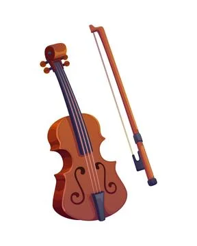 Cartoon violin with a bow, St Patrick day symbol, イラスト素材