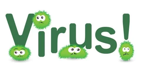 Cartoon virus character vector illustration on white background Stock Illustration