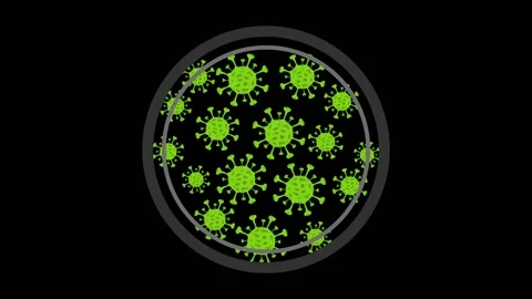 Cartoon Virus Floating under Microscope Stock Footage 155304203