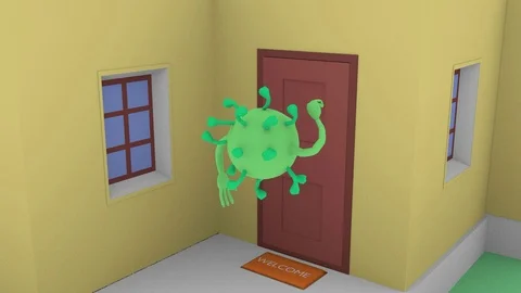 Cartoon virus is knocking on the door. Stock Footage 127126811
