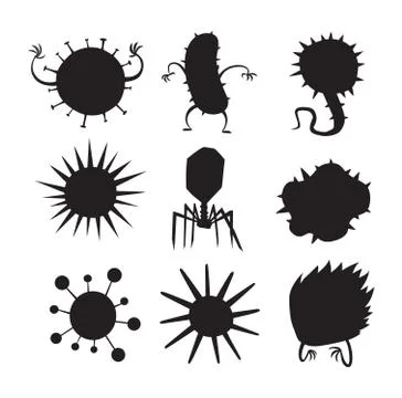 Cartoon viruses characters vector set Stockillustratie
