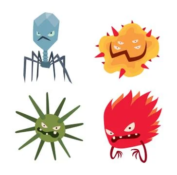 Cartoon viruses characters vector set イラスト素材