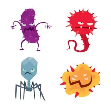 Cartoon viruses characters vector set Stockillustratie