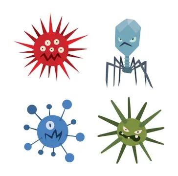 Cartoon viruses characters vector set Stockillustratie