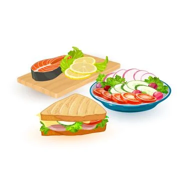 Cartoon vitaminized breakfast set Stock Illustration