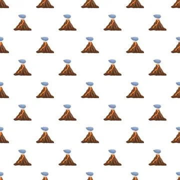 Cartoon volcano activity seamless repeating pattern background Stock Illustration