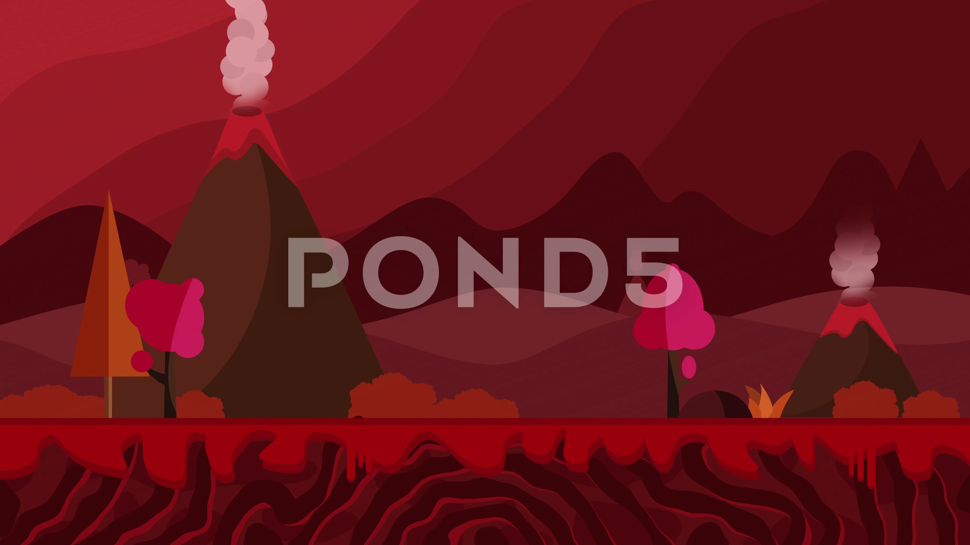 Cartoon Volcano erupting Animation Loop.... | Stock Video | Pond5