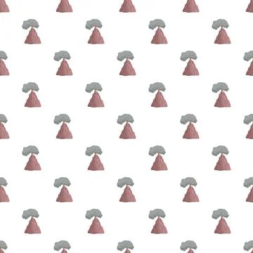 Cartoon volcano erupting seamless pattern background 스톡 일러스트