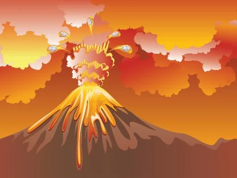 Cartoon Volcano Eruption Stock Illustration