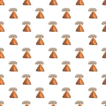 Cartoon volcano eruption pattern repeating background Stock Illustration