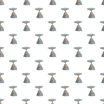 Cartoon volcano eruption pattern with smoke and lava Illustration