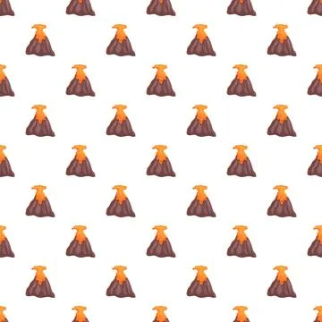Cartoon volcano eruption seamless pattern background design Stock Illustration