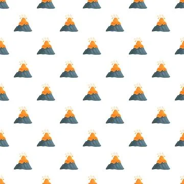 Cartoon volcano eruption seamless repeating pattern background Stock Illustration