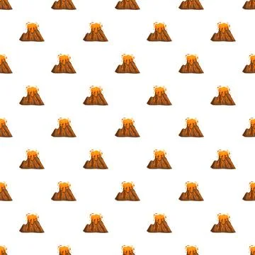Cartoon volcano eruption seamless repeating pattern background Stock Illustration