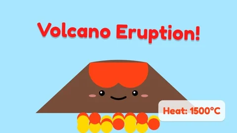 Cartoon volcano eruption with temperature. Vídeo Stock 336182041
