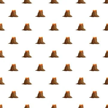 Cartoon volcano pattern seamless background with lava eruption 库存插图