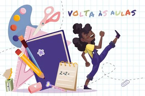 Cartoon volta as aulas background Stock Illustration