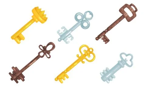 Cartoon Volume Keys Vector Set. Home Security Concept 스톡 일러스트