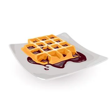 Cartoon waffle for breakfast Stock Illustration